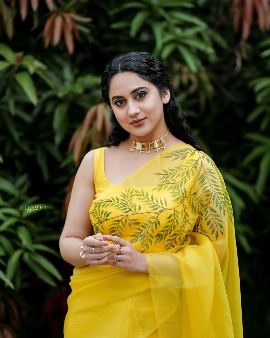 Malayalam Actress Miya George Stills in Yellow Saree